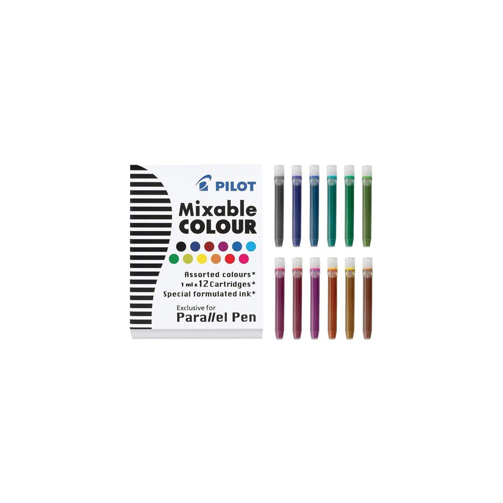 Pilot parallel pen negro, azul, marrón, verde, verde claro, marina, naranja, rosa, púrpura, rojo, turquesa, amarillo 12 pieza(s)