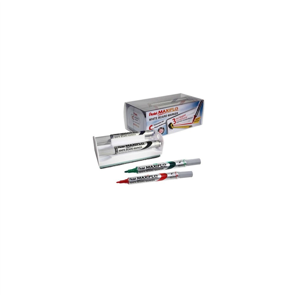 Pentel maxiflo marcador 4 pieza(s) punta cónica negro, azul, verde, rojo