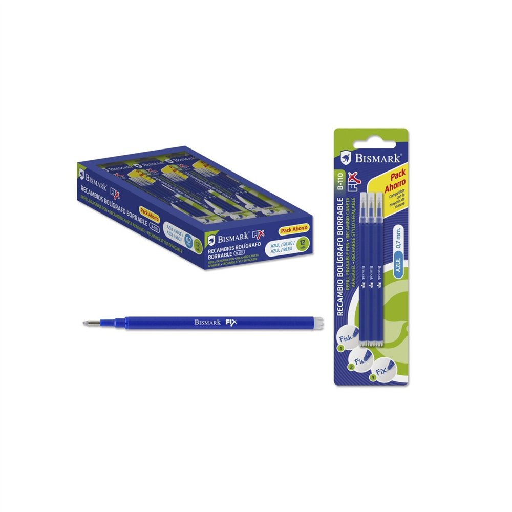 Bismark 327532 recambio de bolígrafo azul 3 pieza(s)