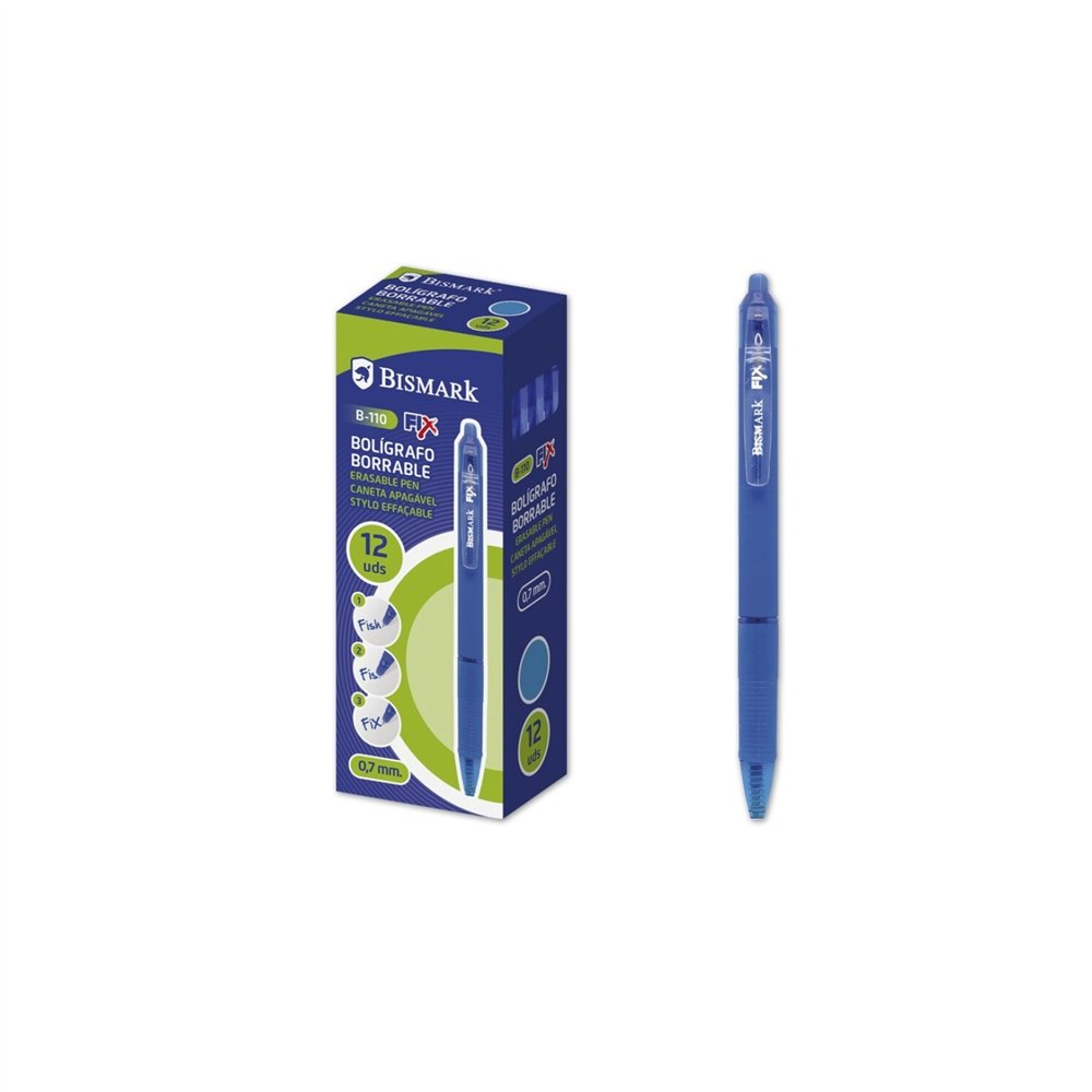 Bismark 330215 bolígrafo azul bolígrafo de punta retráctil con pulsador medio 12 pieza(s)