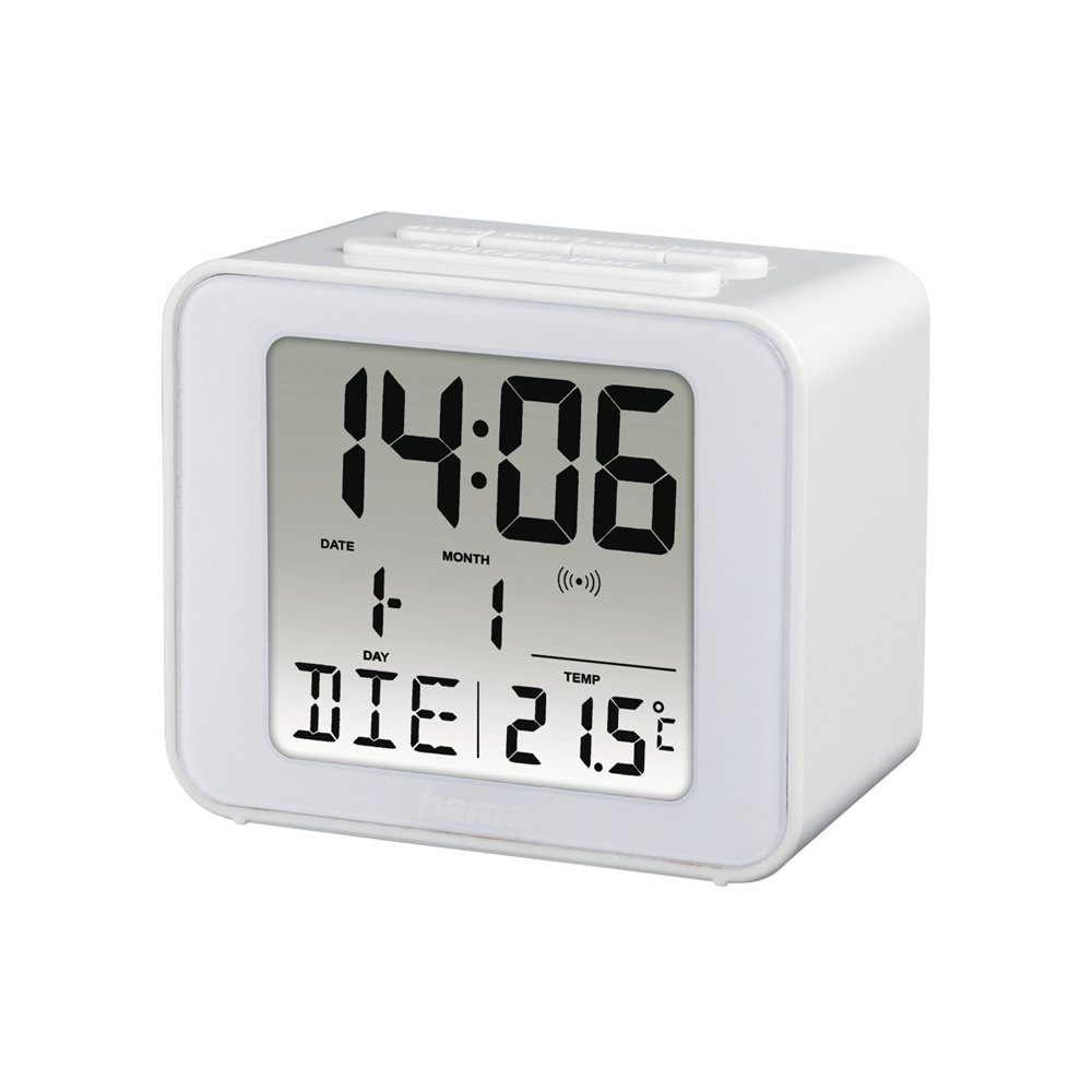 Hama cube reloj despertador digital blanco