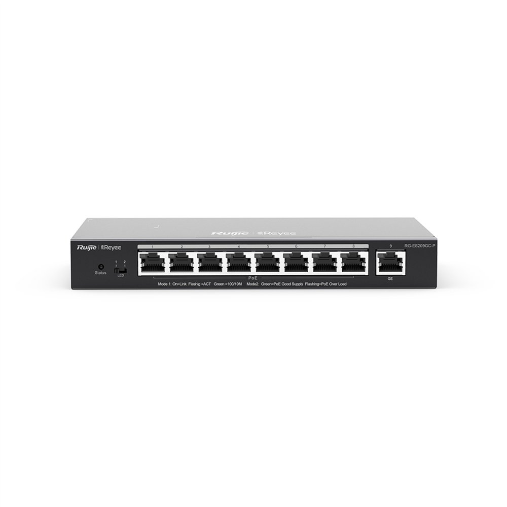 Ruijie networks rg-es209gc-p switch gestionado gigabit ethernet (10/100/1000) energã­a sobre ethernet (poe) negro
