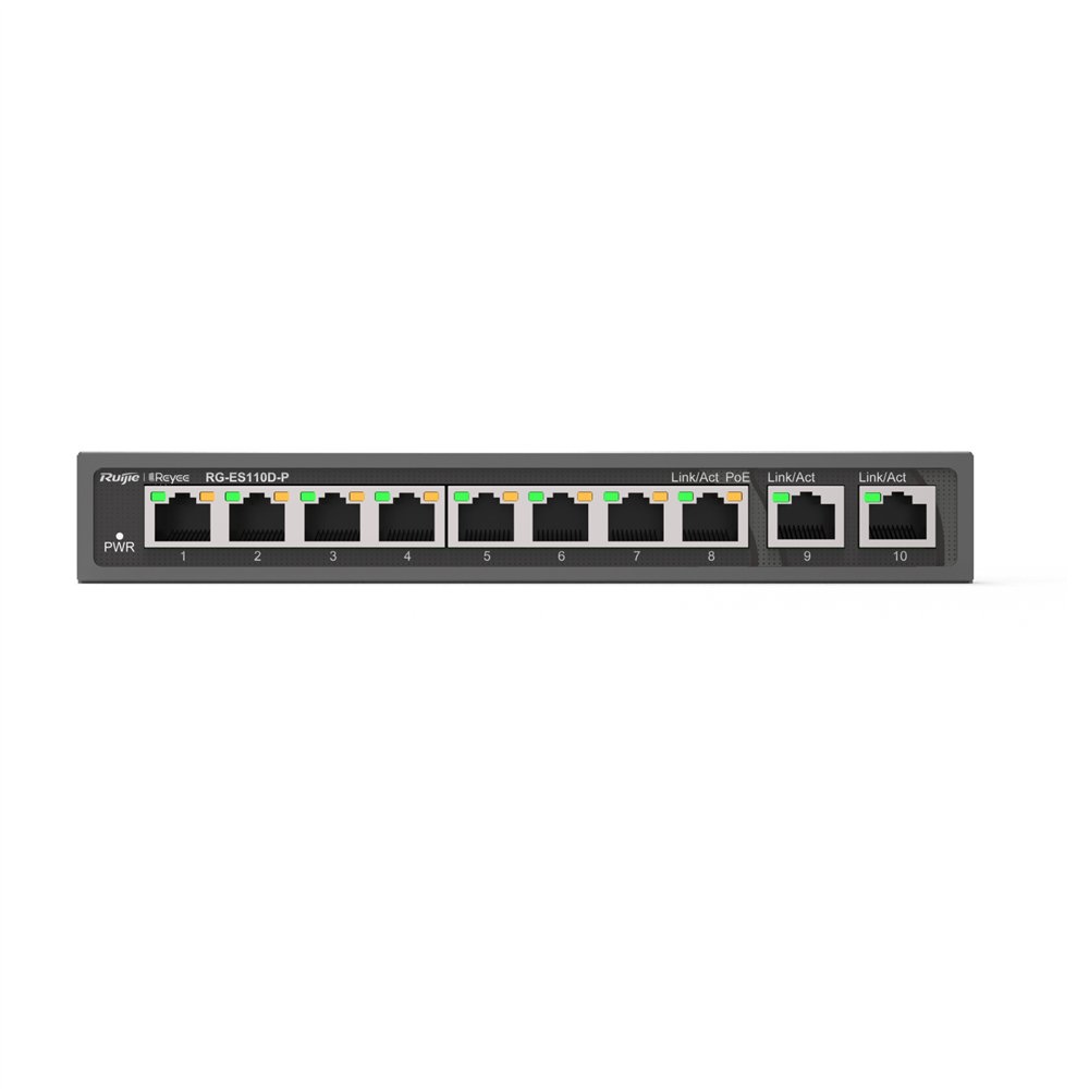 ruijie networks rg-es110d-p switch no administrado fast ethernet (10/100) energía sobre ethernet (poe) negro