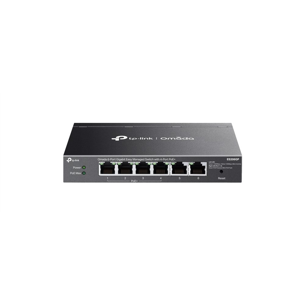 Tp-link omada es206gp switch gestionado gigabit ethernet (10/100/1000) energã­a sobre ethernet (poe) negro