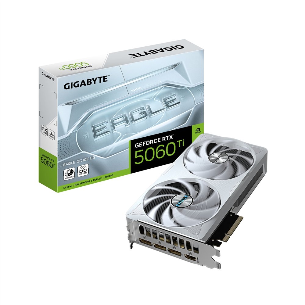 Gigabyte geforce rtx 5060 ti eagle oc ice 8g tarjeta grã¡fica â 8 gb gddr7, 128 bits, pci-e 5.0, 2617 mhz frecuencia del nãºcl