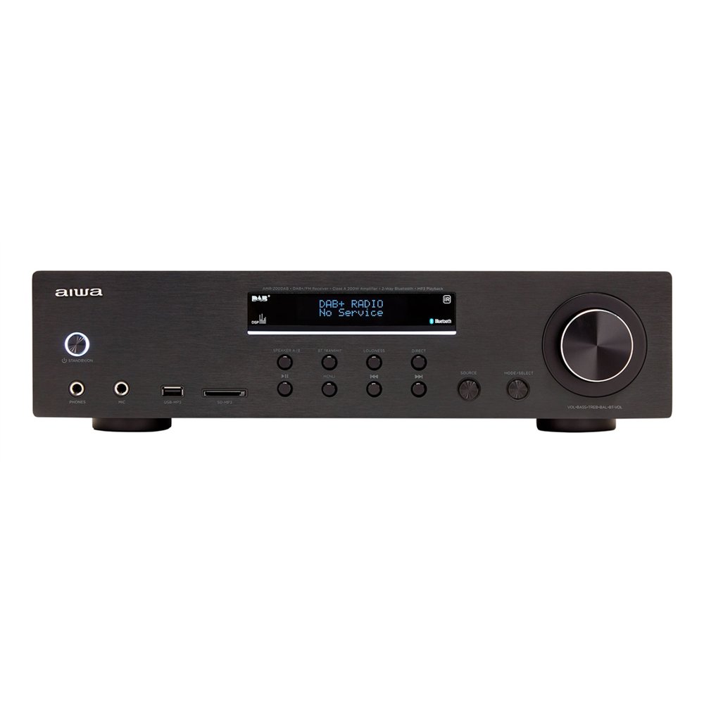 aiwa amr-200dab/bk amplificador de audio 2.0 canales hogar negro
