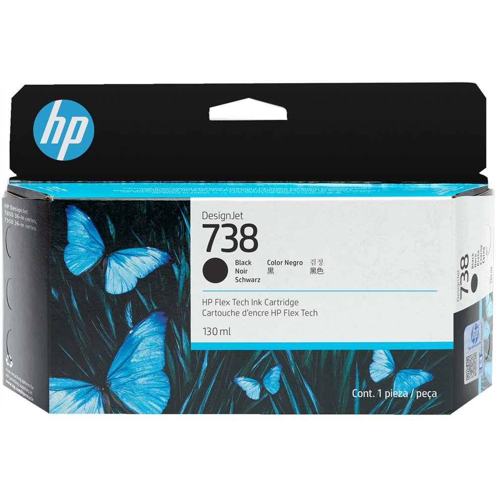 Hp 738 130-ml black designjet ink cartridge cartucho de tinta 1 pieza(s) original rendimiento estã¡ndar negro