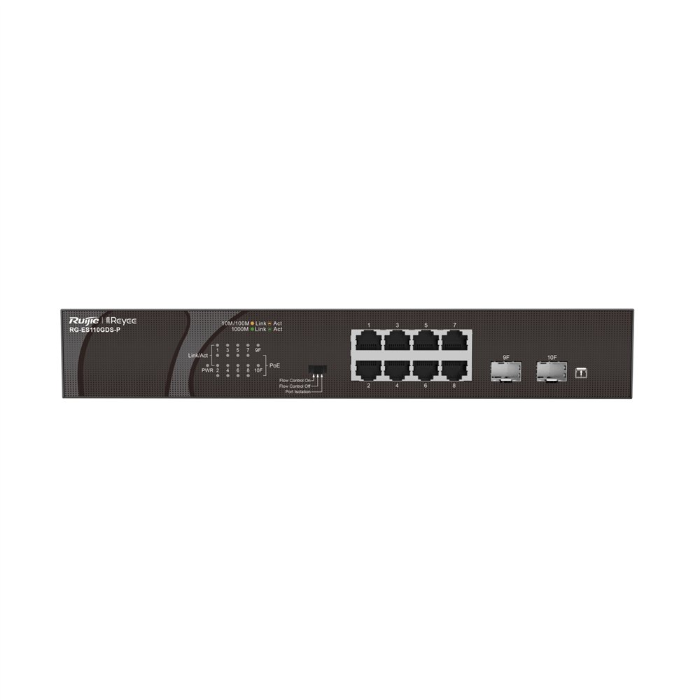Ruijie networks rg-es110gds-p switch no administrado gigabit ethernet (10/100/1000) energã­a sobre ethernet (poe) negro