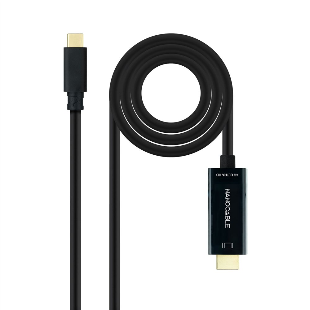 Nanocable cable conversor usb-c a hdmi, usb-c/m â hdmi/m, negro, 5 m