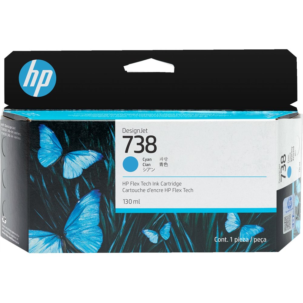 Hp cartucho de tinta cian designjet 738 de 130 ml