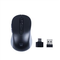 ewent ratón inalámbrico usb-a de 2,4 ghz con botones silenciosos y adaptador tipo c