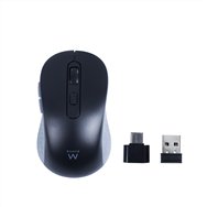 Ewent ratã³n inalã¡mbrico usb-a de 2,4 ghz con botones silenciosos y adaptador tipo c