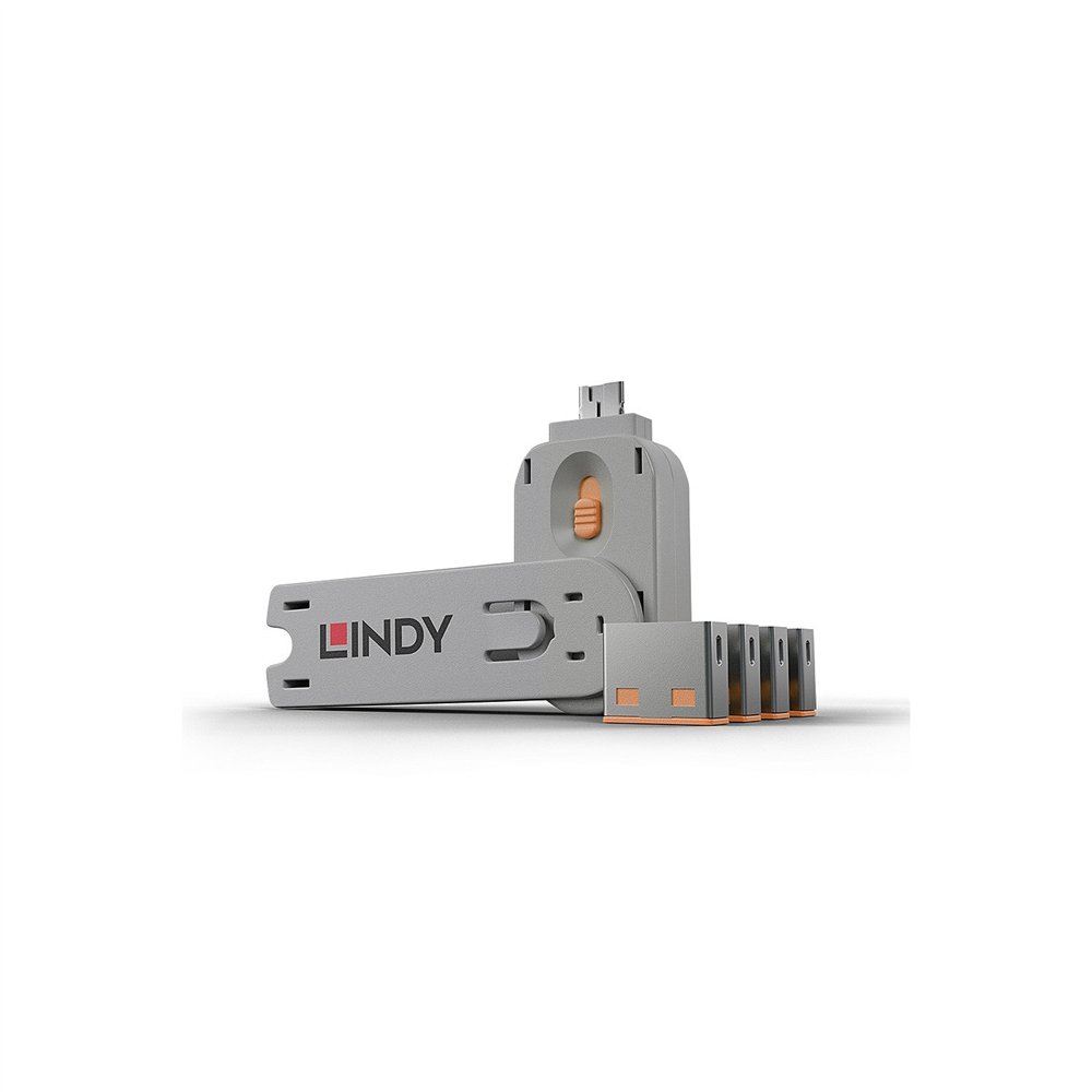 Lindy 40453 bloqueador de puerto bloqueador de puerto  clave usb tipo a naranja acrilonitrilo butadieno estireno (abs) 5 pieza(s