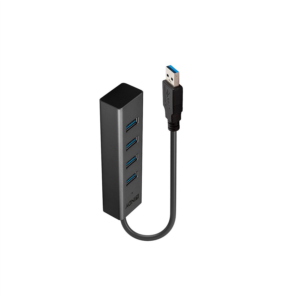 lindy 43324 hub de interfaz usb 3.2 gen 1 (3.1 gen 1) type-a 5000 mbit/s negro