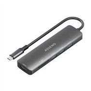 Aisens usb-c dock 6 en 1, usb-c a, 1x hdmi, 3x usb-a, 1x sd, 1x microsd, gris, 15cm