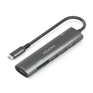 Aisens usb-c dock 7 en 1, usb-c a, 1x hdmi, 2x usb-a usb2.0, 1x usb-a usb3.0, 1x usb-c pd 100w, 1x sd, 1x microsd, gris, 15cm
