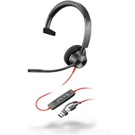 poly auriculares monoaurales blackwire 3310 con certificación microsoft teams usb-c + adaptador usb-c/a