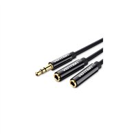 vention cable estéreo bbsby/ jack 3.5 macho - 2x jack 3.5 hembra/ 30cm/ negro