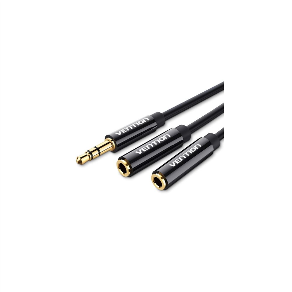Vention cable estã©reo bbsby/ jack 3.5 macho - 2x jack 3.5 hembra/ 30cm/ negro