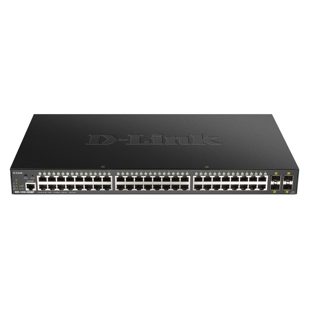 D-link dgs-1250-52xmp gestionado l3 energã­a sobre ethernet (poe) negro