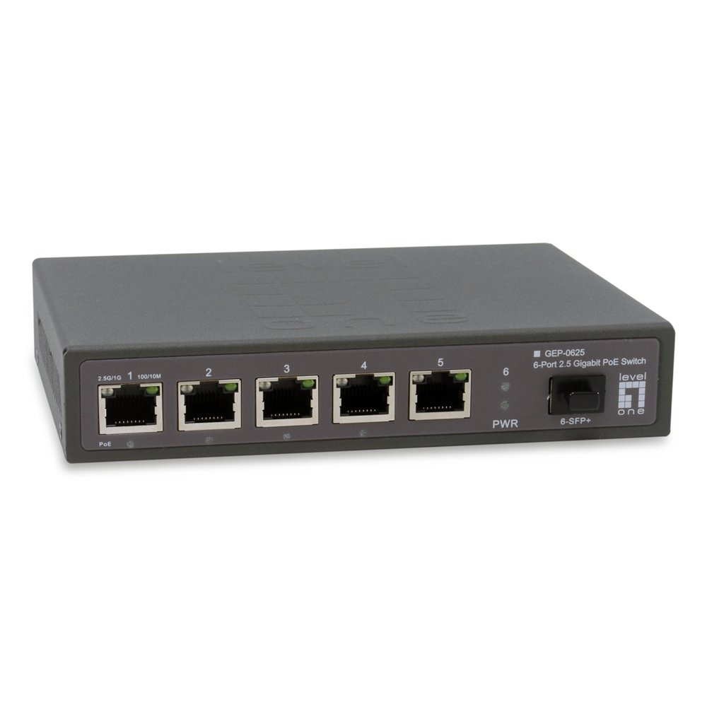 Levelone gep-0625 switch no administrado 2.5g ethernet (100/1000/2500) energã­a sobre ethernet (poe) negro