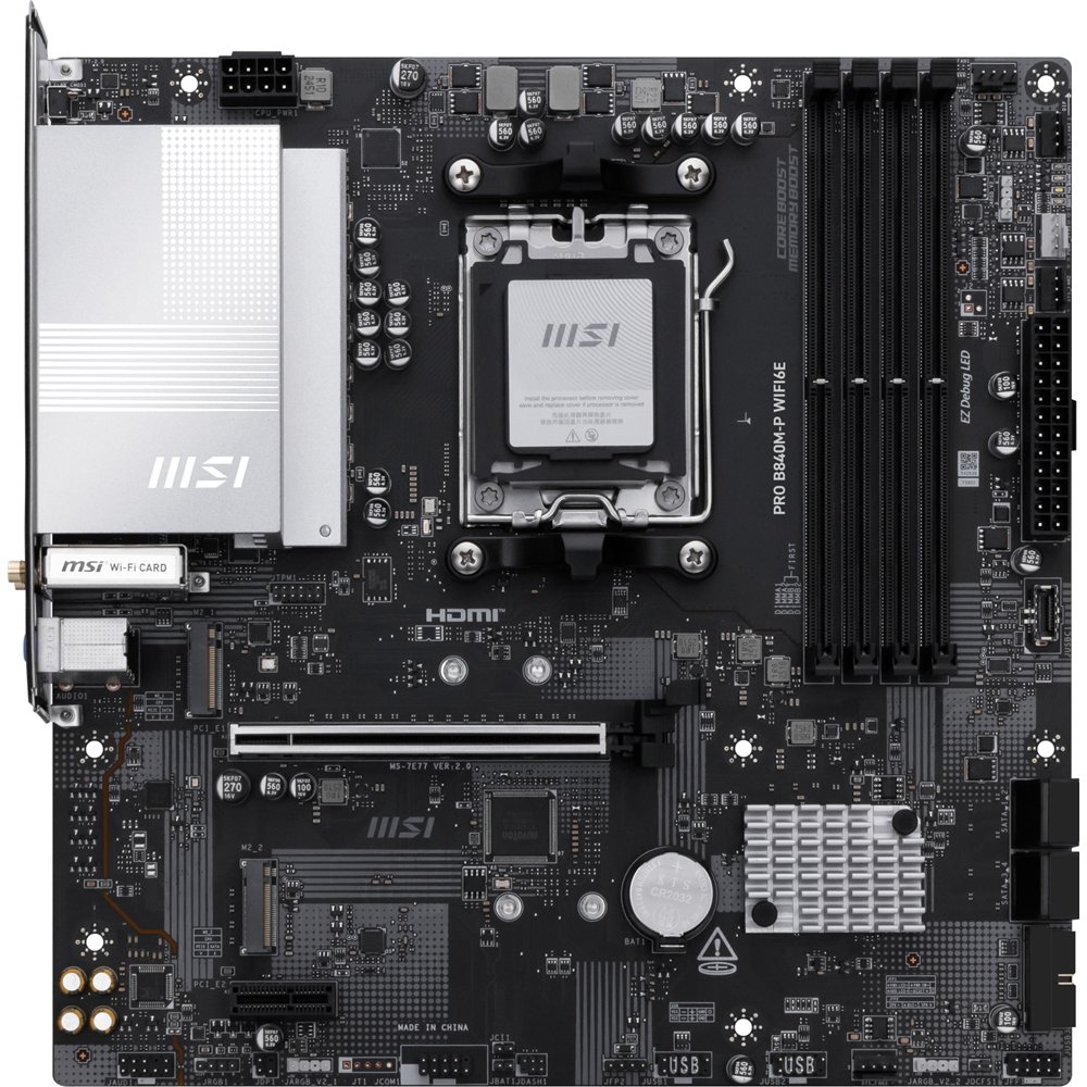 msi pro b840m-p wifi6e placa base amd b840 zócalo am5 micro atx