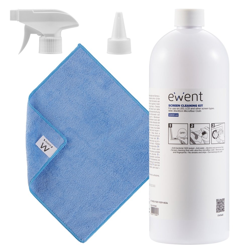 Ewent ew5680 kit de limpieza para computadora pantallas / plásticos universal kit de limpieza para equipos 1000 ml