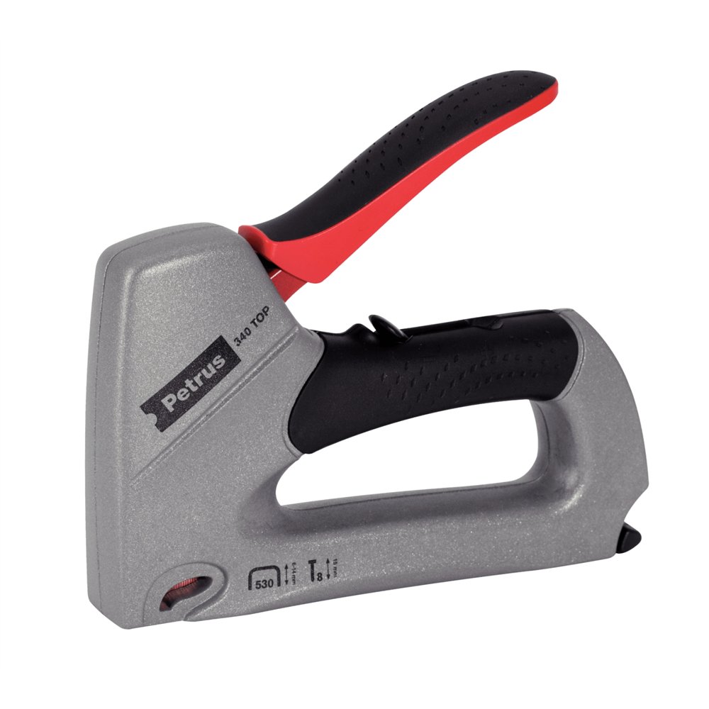 Petrus 66787 grapadora manual Negro Rojo Plata