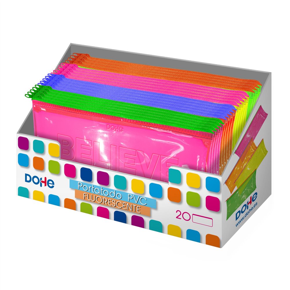 Dohe expositor de portatodos planos de pvc fluorescente (20 uds)