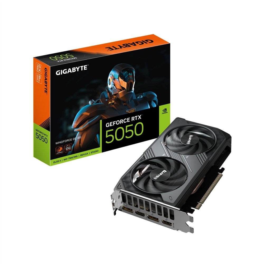 Gigabyte geforce rtx 5050 windforce oc 8g tarjeta gráfica - 8gb gddr6 128bit pci-e 50 2587mhz frecuencia del núcleo 2 x dp 2 x h