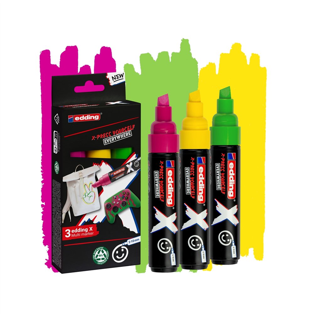 Edding 6900 x multimarker marcador permanente punta de cincel verde rosa amarillo 3 pieza(s)
