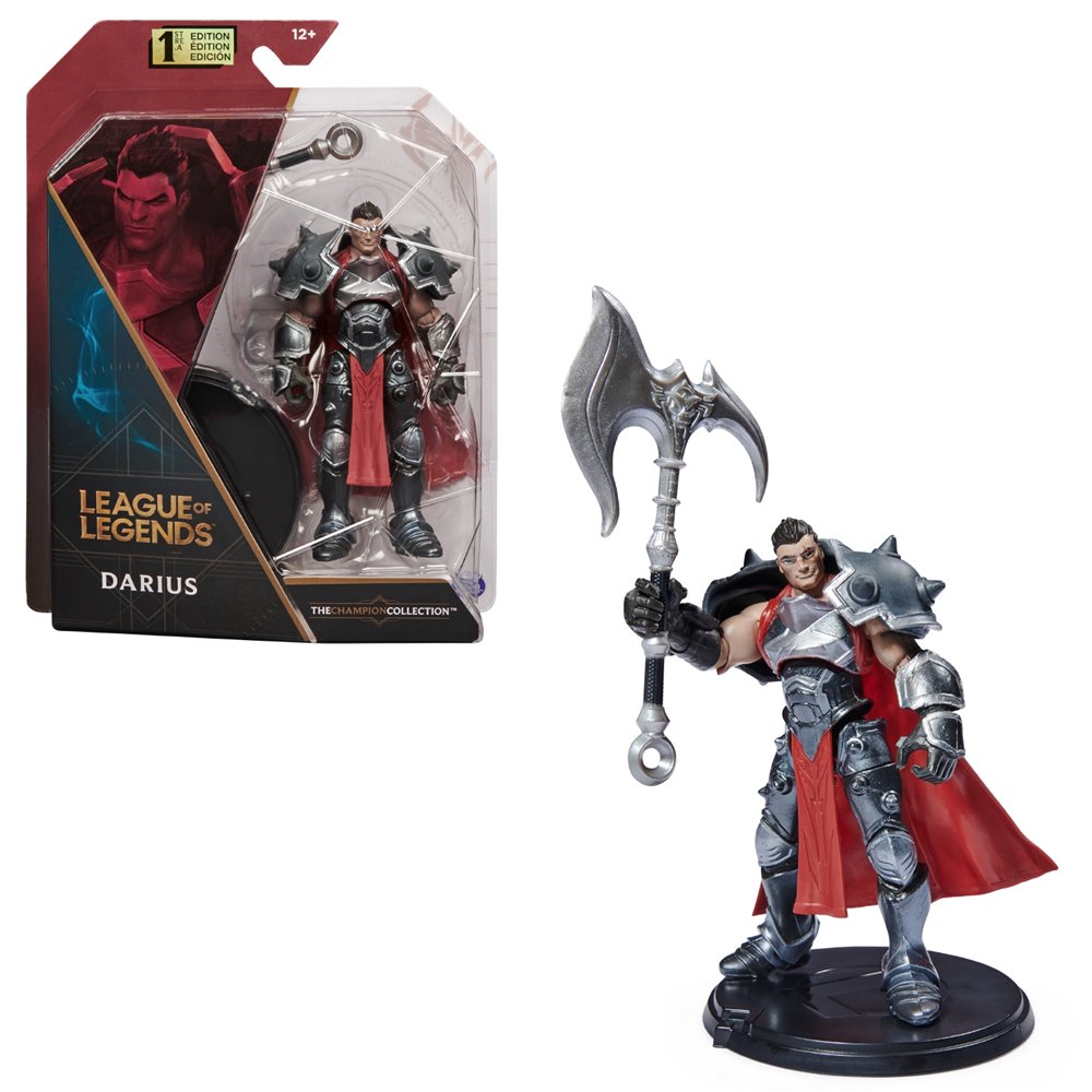 league of legends , figura coleccionable de darius de 10,2 cm con detalles de gran calidad y un accesorio de hacha, colección de