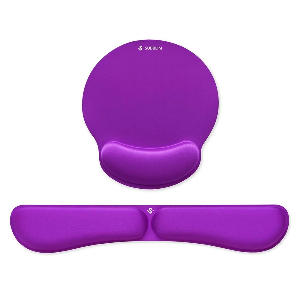 Subblim pack ergo memoryflex  conjunto de alfombrilla para ratón y reposamuñecas para teclado púrpura