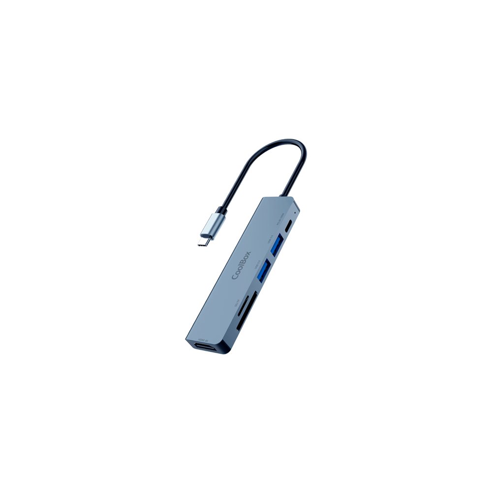 Coolbox minidock c61 aluminio usb-c a hdmi 4k/2xusb-a/usb-c pd/sd/microsd pc/mac/consolas