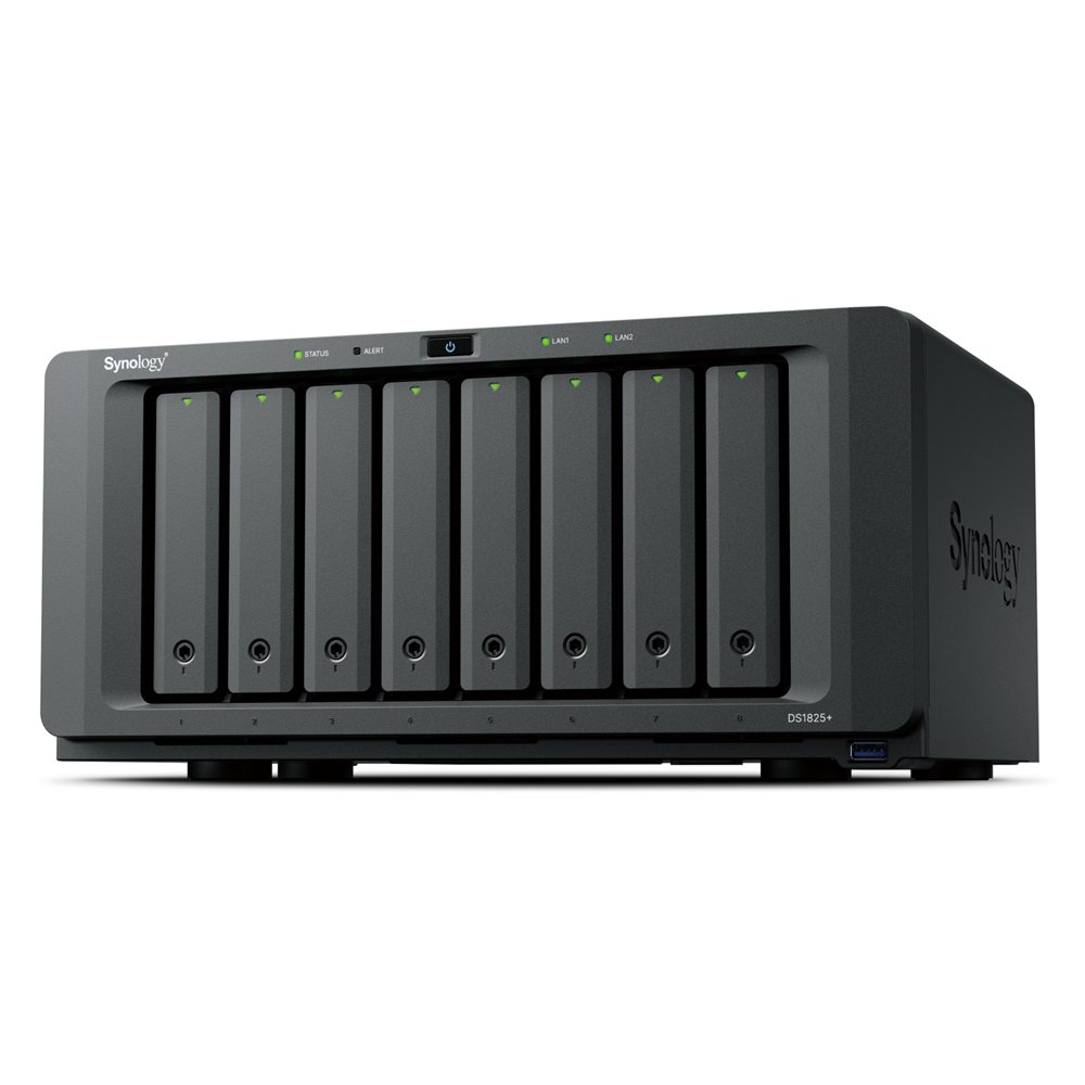 Synology diskstation ds1825 servidor de almacenamiento nas ryzen embedded v1500b 8 gb ddr4 0 tb negro