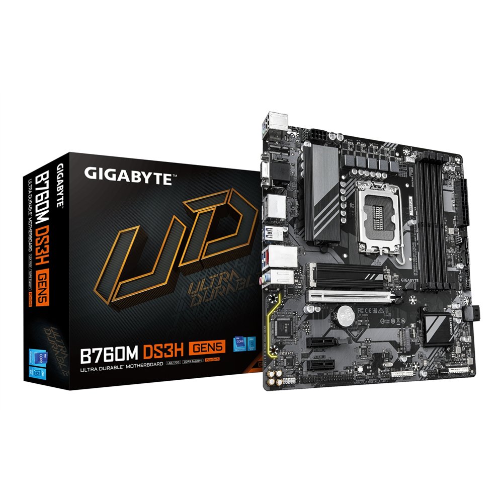 Gigabyte b760m ds3h gen5 placa base  compatible con cpus intel core 14ª generación vrm digital de 621 fases hasta 5600 mhz ddr5 