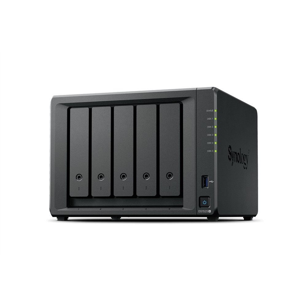 Synology diskstation ds1525 servidor de almacenamiento nas ryzen embedded v1500b 8 gb ddr4 0 tb negro