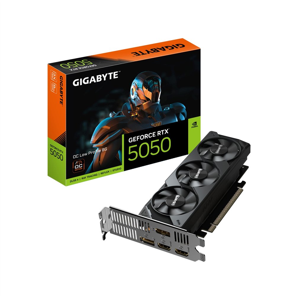 Gigabyte geforce rtx 5050 oc low profile 8g tarjeta gráfica - 8gb gddr6 128bit pci-e 50 2587mhz frecuencia del núcleo 2 x dp 2 x