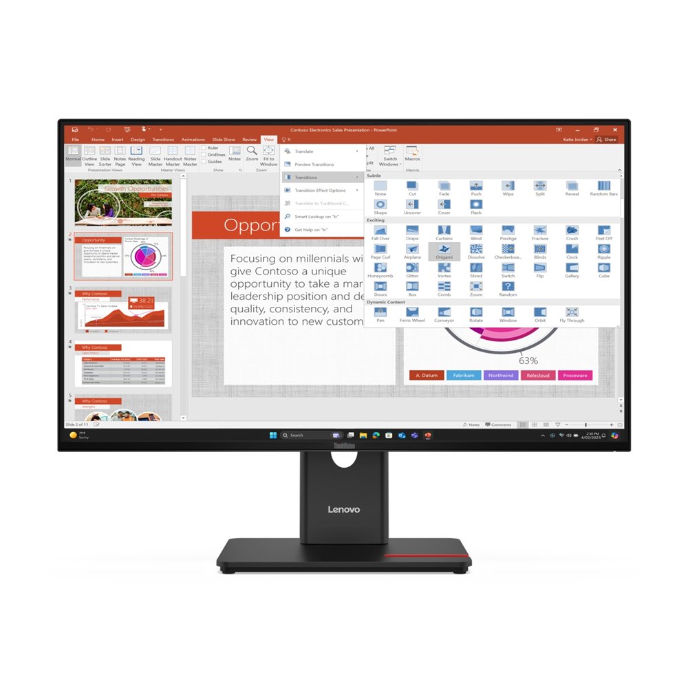 Lenovo thinkvision t27-40 led display 686 cm (27) 1920 x 1080 pixeles full hd negro