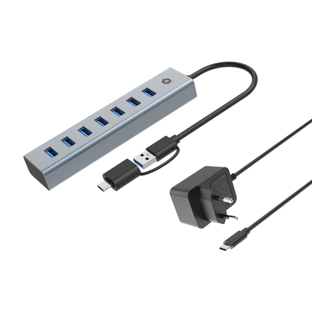 Conceptronic hubbies21gp hub de interfaz usb 32 gen 1 (31 gen 1) type-a 5000 mbit/s gris