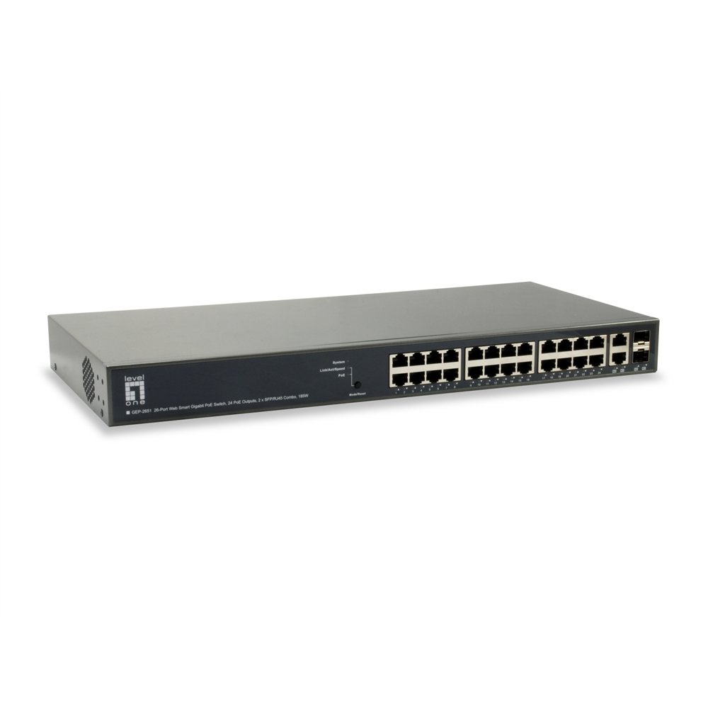 Levelone gep-2651 switch gestionado l3 gigabit ethernet (10/100/1000) energía sobre ethernet (poe) negro