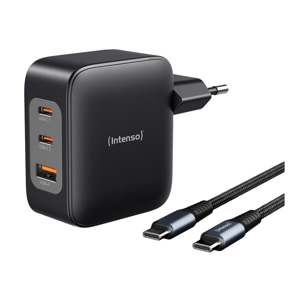 Intenso w100accc520c set de adaptador de corriente  cable de carga 100 w carga rápida gan carga simultánea de 3 dispositivos neg