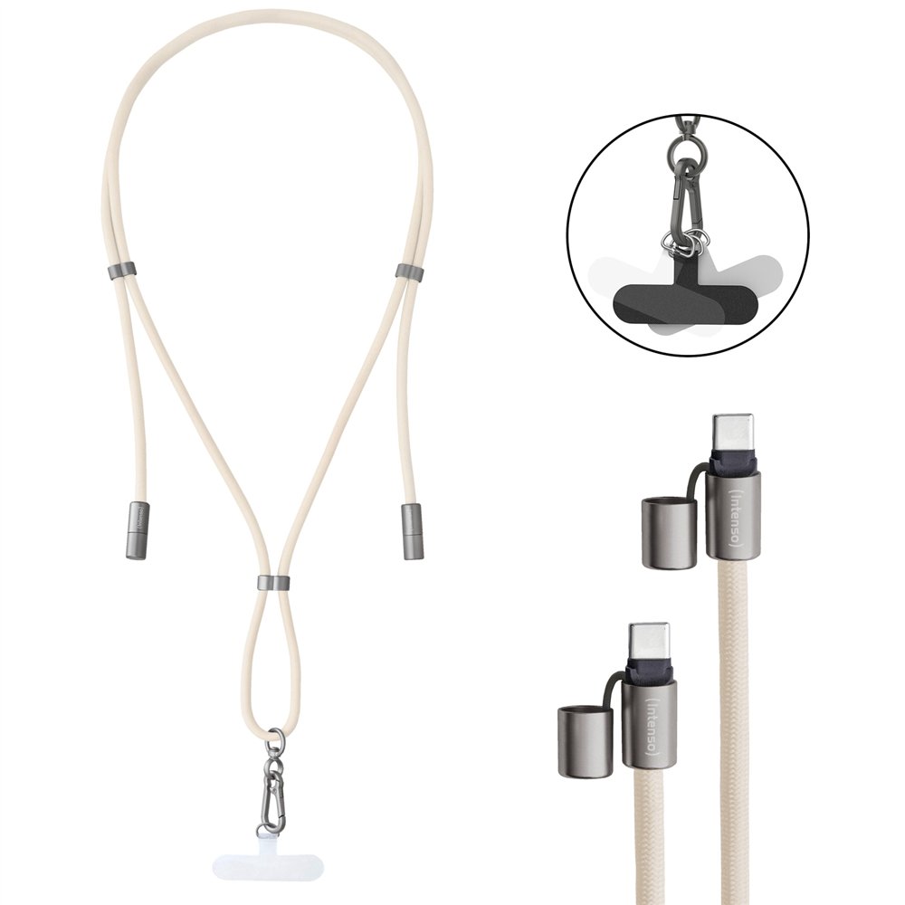 intenso handykette als lade- + datenkabel usb-c bis 1,65m beige cable usb usb c