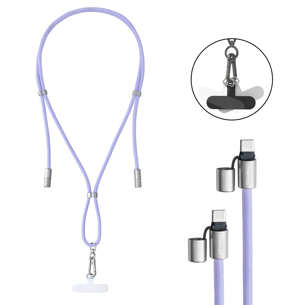 intenso handykette als lade- + datenkabel usb-c bis 1,65m lila cable usb usb c púrpura