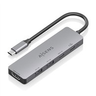 aisens usb-c dock 5 en 1, usb-c a 1xhdmi 2xusb-a 1xusb-c 1xusb-c pd, gris, 15cm