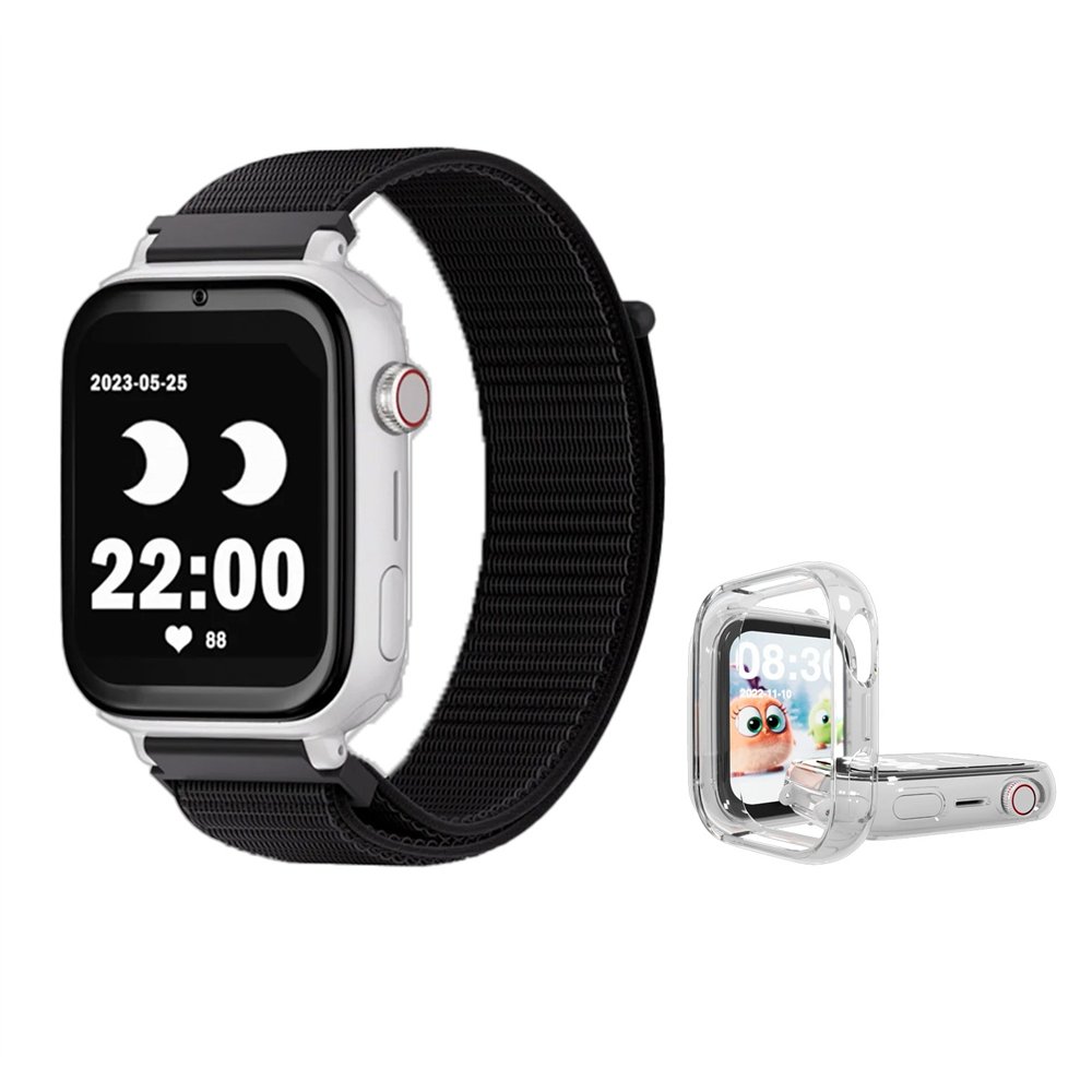 SaveFamily SaveWatch Plus Reloj  Protector GPS y Llamadas 4G Blanco Pulsera Tela Negra