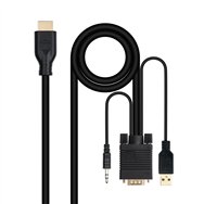 Nanocable Conversor unidireccional VGA/M  AUDIO/M  USB-A/M (para alimentación) a HDMI/M Negro 1.8m