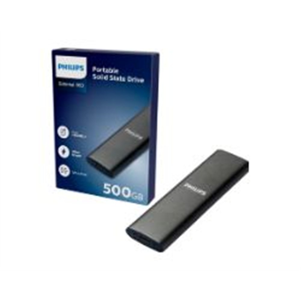ssd philips slim 500gb sata usb-c 3.0 gris (fm50ss031p)