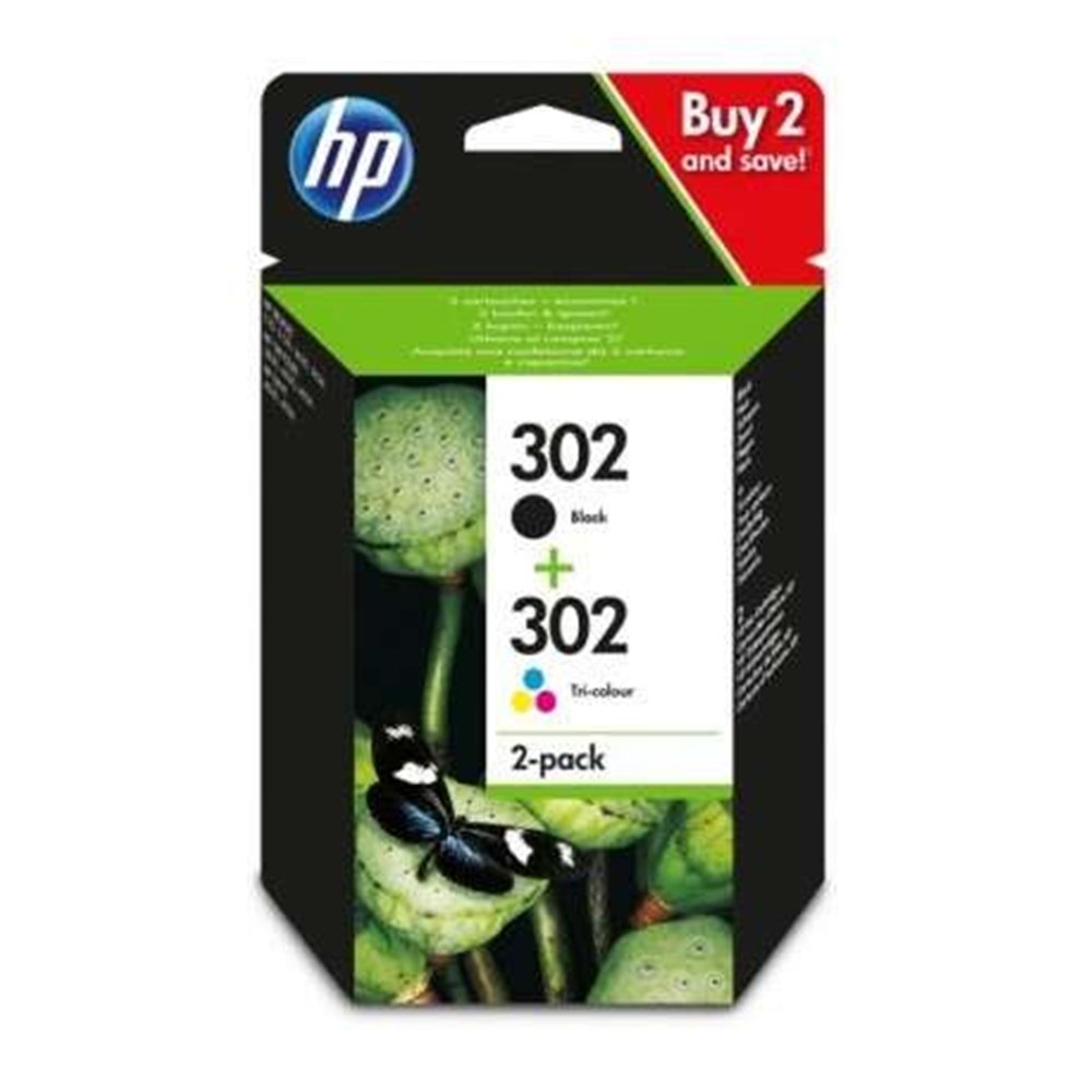 tinta hp pack nº 302 black + tricolor f6u66ae + f6u65ae