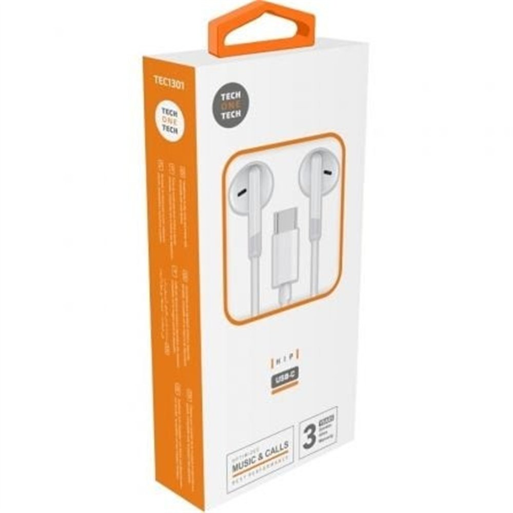 auriculares + microfono tech one tech ear usb-c white